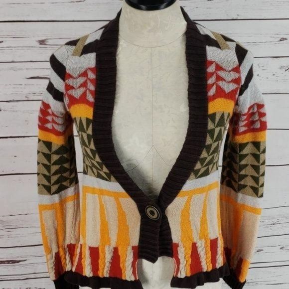 Anthro Sparrow Women's Small aztec tribal festival cardigan - Picture 7 of 8